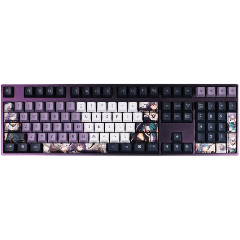 108 Keys/set PBT Dye Subbed Keycaps Cartoon Anime Gaming Key Caps Honkai Impact 3 Fu Hua Keycap For ANSI Layout Cherry Profile