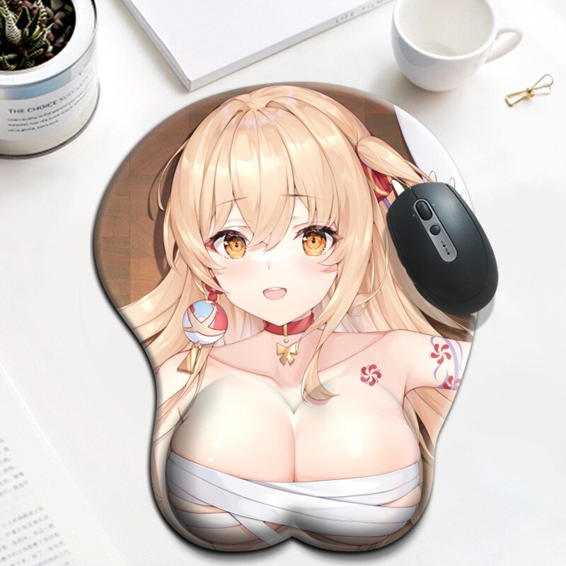 Yoimiya 3D Chest Mousepad Cute Genshin Impact Gaming Figure Anime Mouse Pad with Wrist Rest