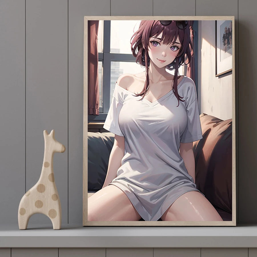 Hot Sexy Beauty Canvas Wall Art, Anime Girl Canvas Poster, Cartoon Anime Prints Poster For Living Room Home Decor Frameless