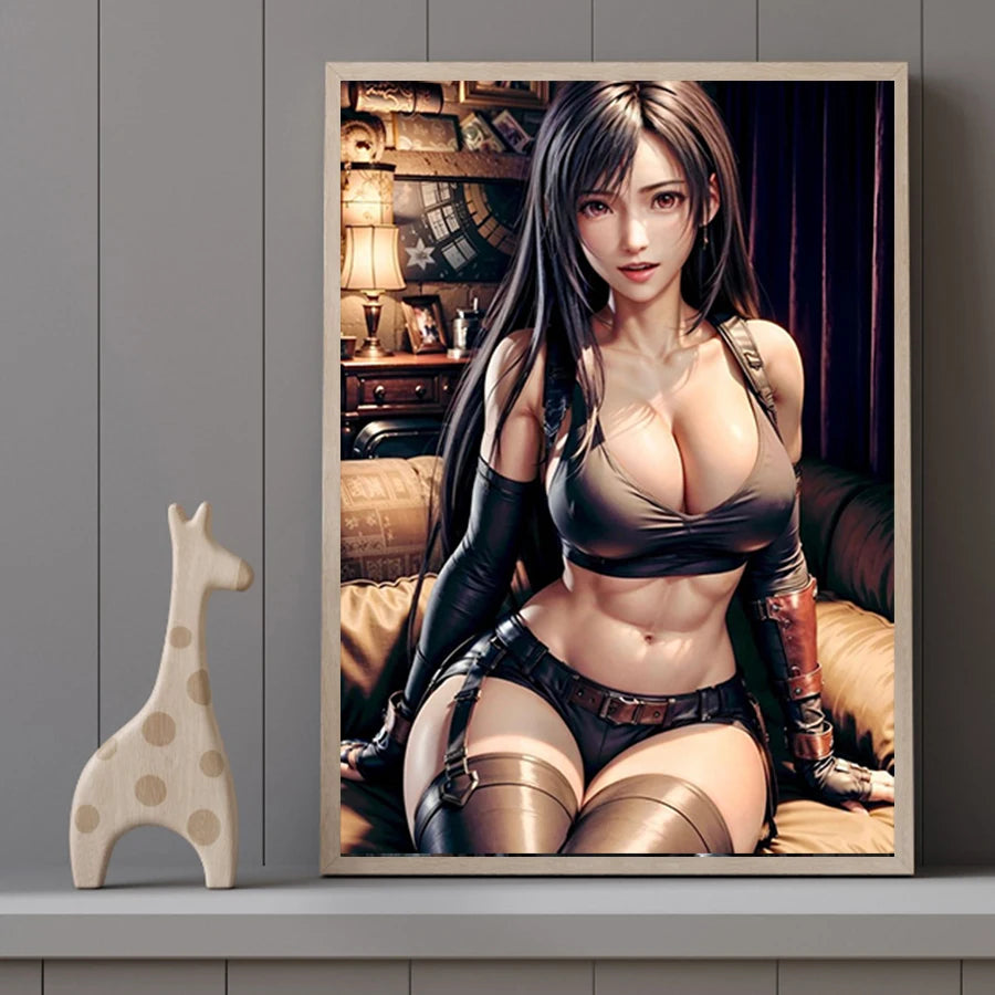 Hot Sexy Beauty Canvas Wall Art, Woman Warrior Canvas Poster, Cartoon Anime Prints Poster For Living Room Home Decor Frameless