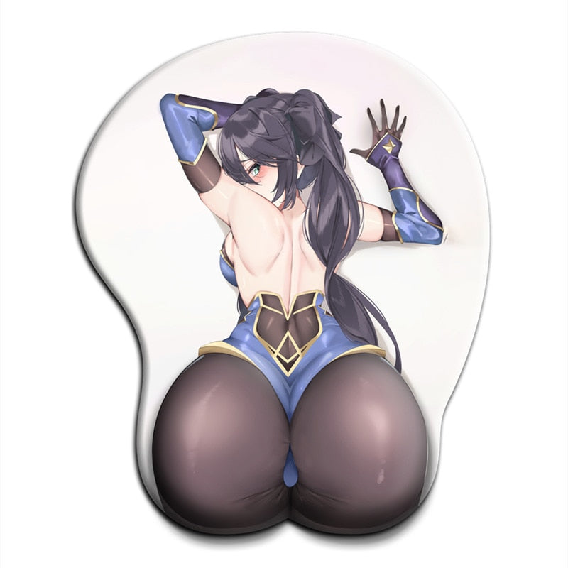 Genshin Impact Nilou Ganyu Mona Sexy Ass Tapis de souris avec repose-poignet 3D Gros cul Anime Kawaii Tapis de bureau Tapis de souris de jeu