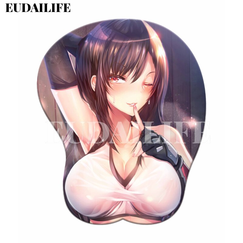 FF7 Final Fantasy Tifa Lockhart 3D Hand Wrist Rest Mouse Pad Mousepad Silicone Breast Oppai Soft Mouse Mat Office Work Gift