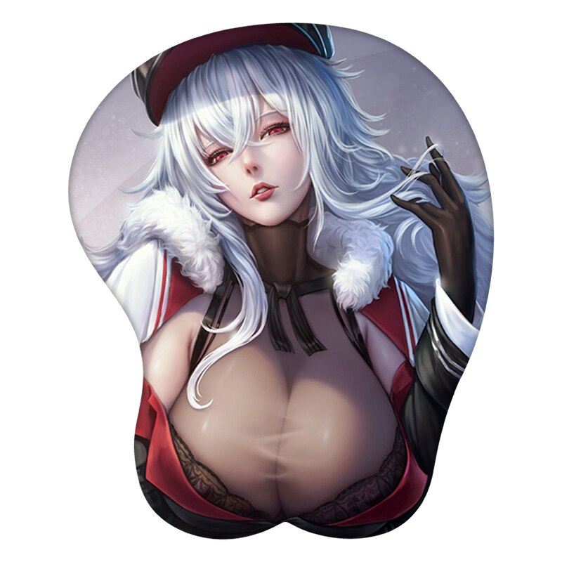 3D Mouse Pad Sexy Graf Zeppelin Azur Lane Anime Wrist Rest Silicone Creative Gaming Mousepad Mat