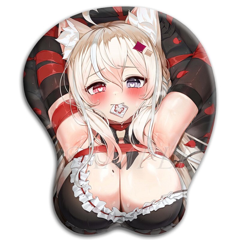 Anime Fox Cat Animal Ears Sexy Breasts Mouse Pad 3D Oppai Kawaii Gaming Mousepad with Soft Silicone Wrist Rest  Gamer Mat