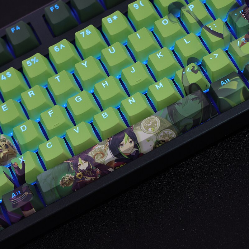 108 Keys/set 5 Sides PBT Dye Subbed Keycaps Cartoon Anime Gaming Key Caps OEM Profile Backlit Keycap For Genshin Impact Tighnari