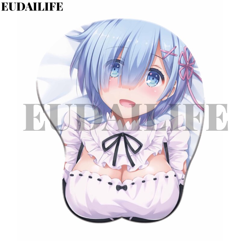 Rem Ram Emilia Re zero Anime 3D Hand Wrist Rest Mouse Pad Mousepad Silicone Breast Oppai Soft Mouse Mat Office Work Otaku Gift