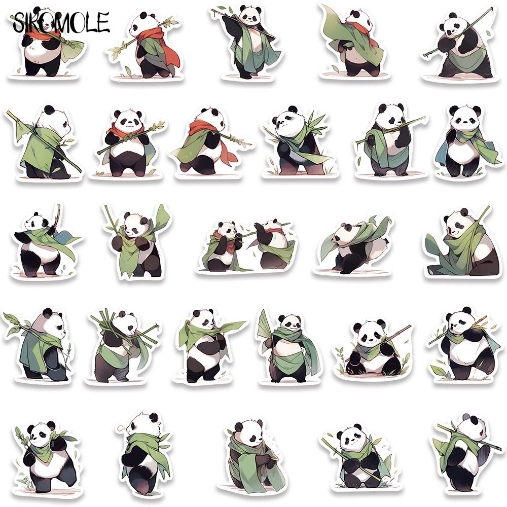 10/30/50PCS Cute Panda Cartoon Animal Stickers Luggage Skateboard