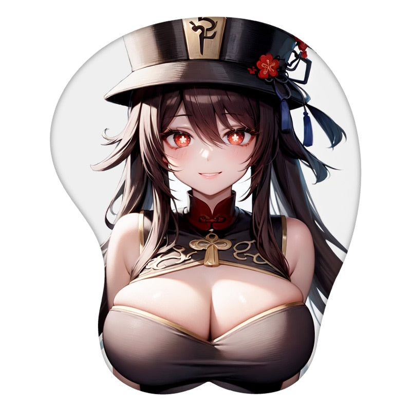 3D Mouse Pad Hu Tao Genshin Impact Anime Wrist Rest Silicone Creative Gaming Mousepad Mat