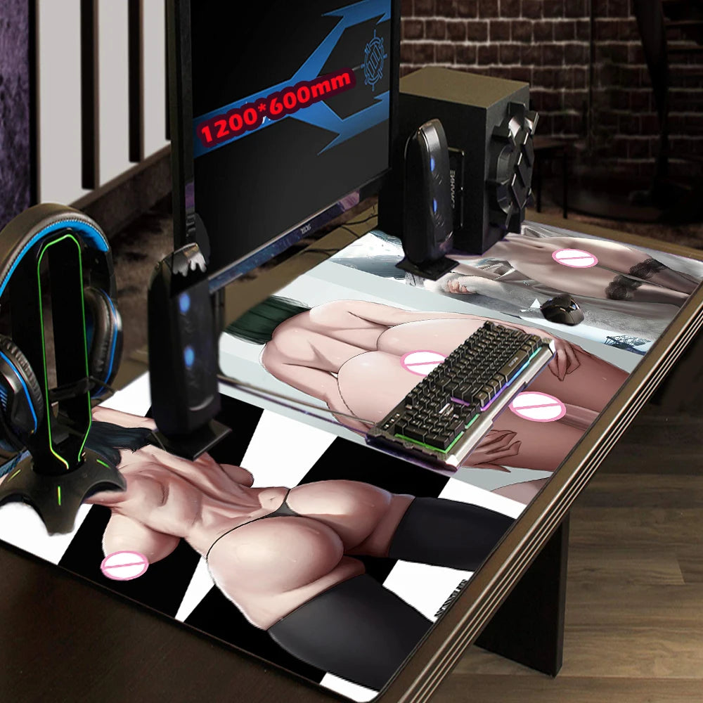 Tapis de souris grand format avec seins nus et sexy, tapis de jeu pour filles nues, tapis de bureau personnalisable, NSFW, obscène, non censuré, Hentai, coussinet extensible pour les hanches