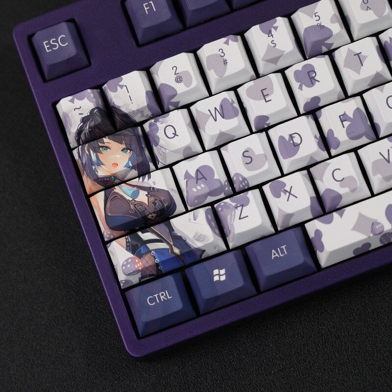 108 Keys/set 5 Sides PBT Dye Subbed Keycaps Cartoon Anime Gaming Key Caps Cherry Profile Keycap For Genshin Impact Yelan