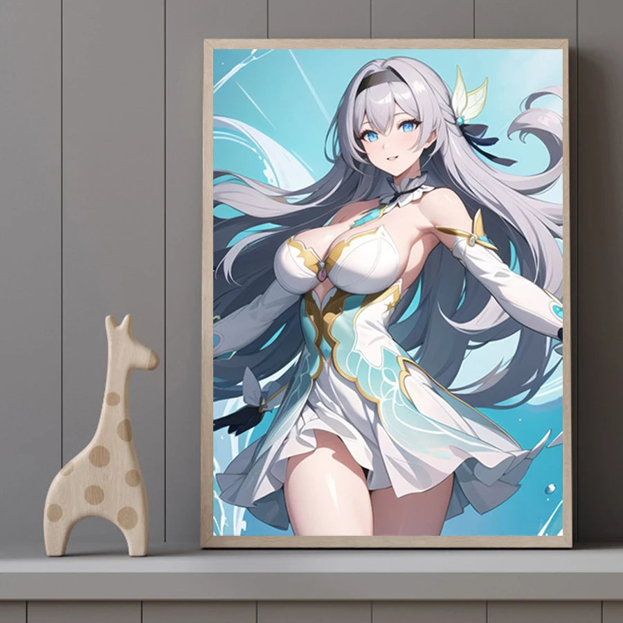 Hot Sexy Beauty Canvas Wall Art, Anime Girl Canvas Poster, Cartoon Anime Prints Poster For Living Room Home Decor Frameless