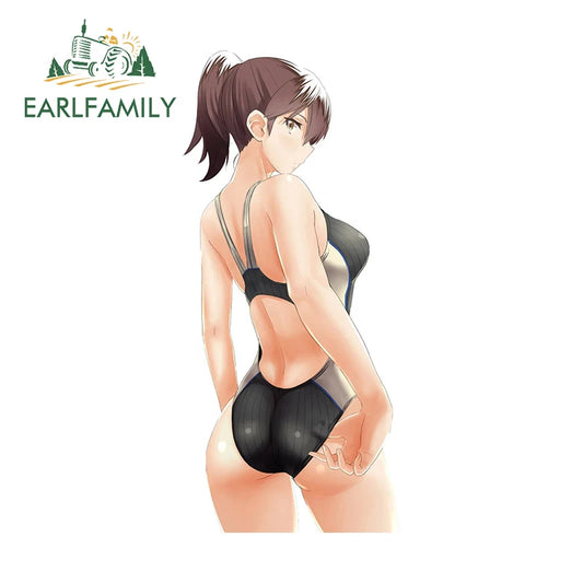 EARLFAMILY 13cm x 5.9cm for Lori Girl Hentai Car Sticker Sunscreen Waterproof Cartoon Decal JDM Laptop Skateboard Car Label