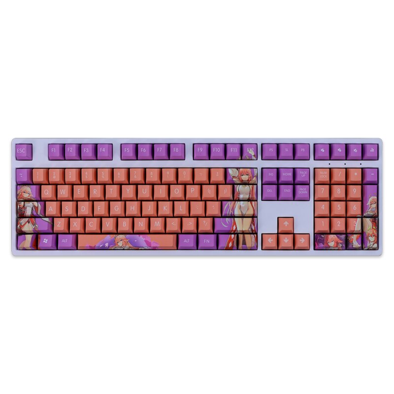 1 Set PBT Dye Subbed Keycaps Two Dimensional Cartoon Anime Gaming Key Caps Cherry Profile Keycap For Genshin Impact Yae Miko