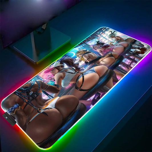 Large Mouse Pad Sexy Big Ass Girls Rgb Mouse Pad XXl Gaming Accessories Laptop Desktop LED Backlit Keyboard Anime Mouse Pad Desk