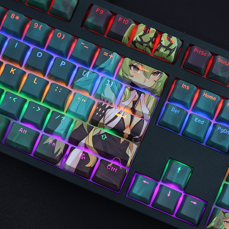 108 Keys/set PBT Dye Subbed Keycaps Cartoon Anime Gaming Key Caps OEM Profile Backlit Keycap For Honkai Impact 3 Mobius