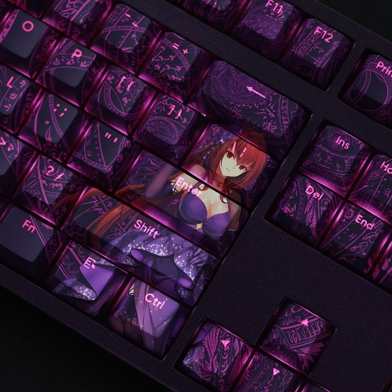 108 Keys PBT 5 Sides Dye Subbed Keycaps Cartoon Anime Gaming Key Caps Scathach Backlit Keycap For Fate Grand Order FGO