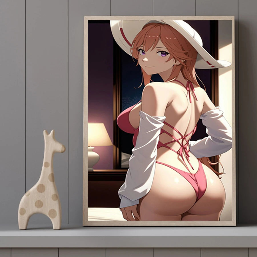 Hot Sexy Beauty Canvas Wall Art, Anime Girl Canvas Poster, Cartoon Anime Prints Poster For Living Room Home Decor Frameless