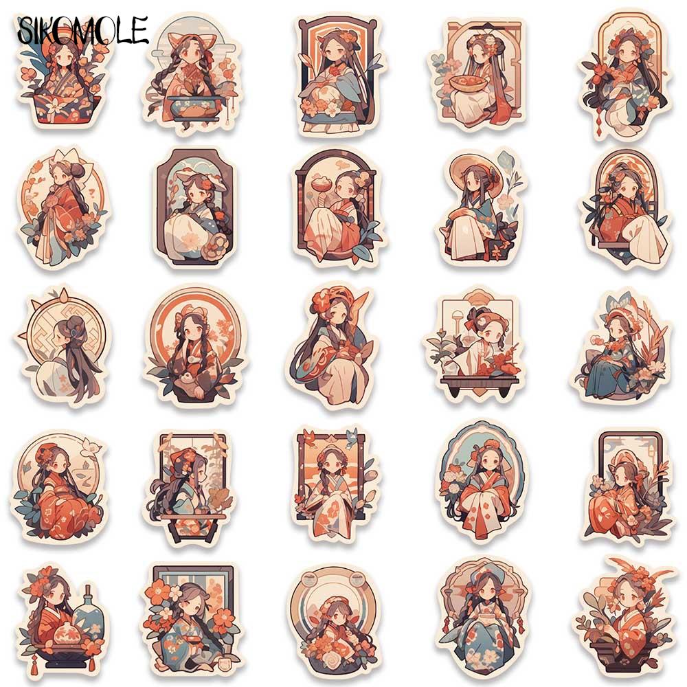 10/30/50PCS Cartoon Kimono Girl Cute Anime Stickers Orange Kawaii DIY Suitcase Skateboard Laptop Luggage Graffiti Sticker Decals