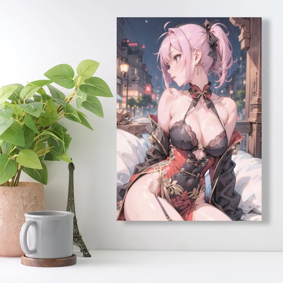 Hot Sexy Beauty Canvas Wall Art, Cute Lady Canvas Poster, Cartoon Anime Prints Poster For Living Room Home Decor Frameless