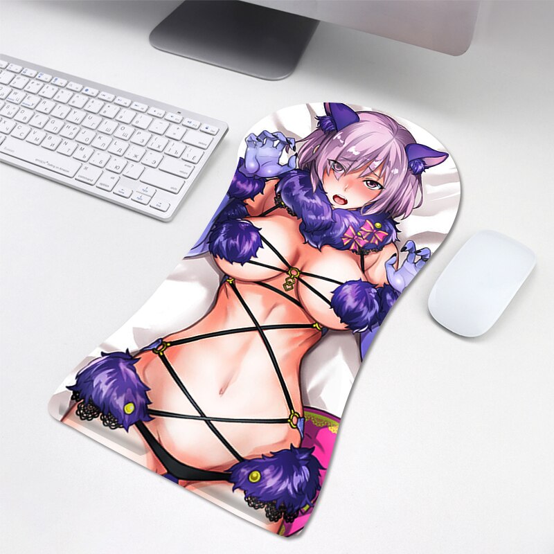 2022 New humanoid mouse pad  computer beauty chest 3d three-dimensional mouse pad wrist guard silicone wrist pad anime custom