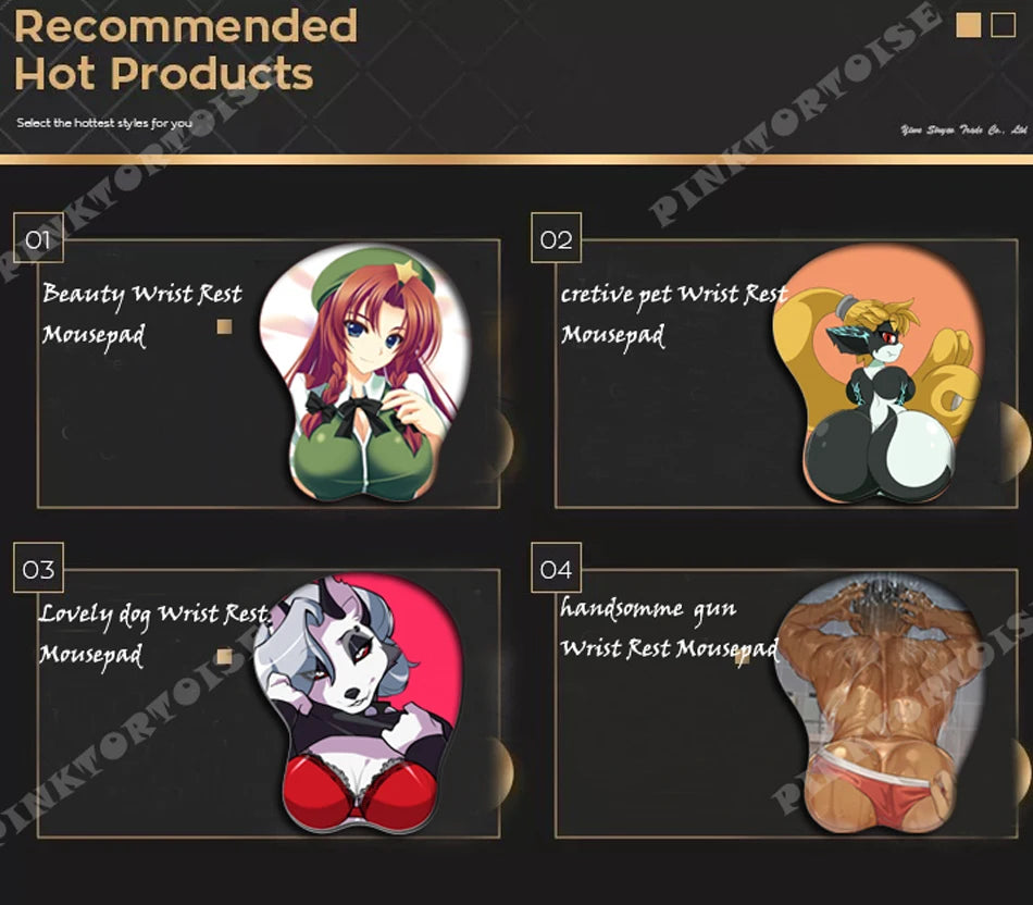 PINKTORTOISE Anime 3D barnaby brooks jr Mouse Pad  with Silicone Wrist Rest Mousepad Chest Mouse mat