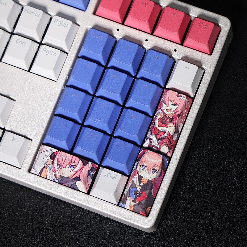 108 Keys Honkai Impact 3 Delta Backlit Keycap PBT 5 Sides Dye Subbed Keycaps Cartoon Anime Gaming Key Caps For ANSI 61 87 104