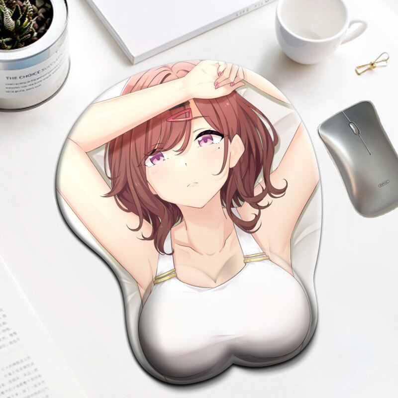 Idolmaster Shiny Colors Higuchi Madoka kawaii desk pad sexy boobs mousepad with wrist rest 3D big oppai anime gaming mouse pad