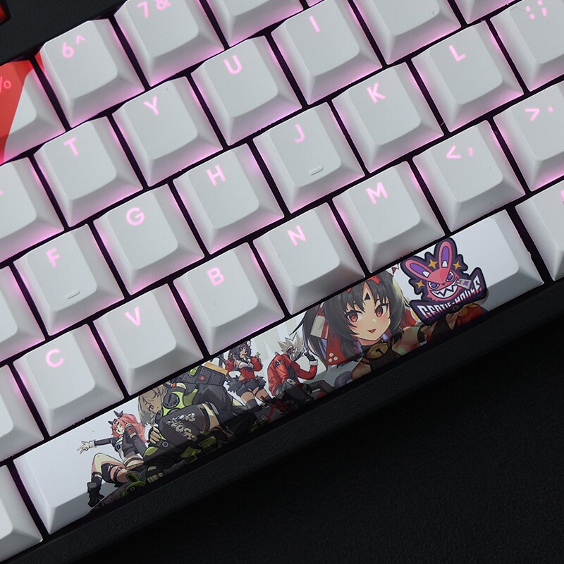 108 Keys PBT Dye Subbed Keycaps Cartoon Anime Gaming Key Caps Cherry Profile Backlit Keycap For Zenless Zone Zero Nekomiya Mana