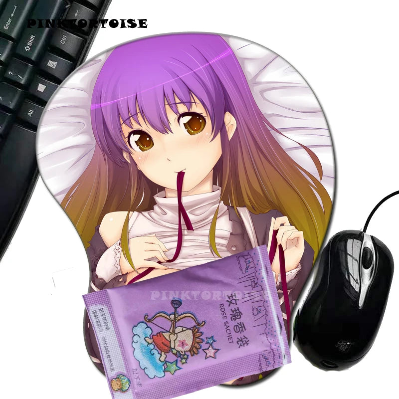 PINKTORTOISE Anime 3D Hijiri Byakuren Mouse Pad  with Silicone Wrist Rest Mousepad Chest Mouse Hand PC Office Comic Mouse mat