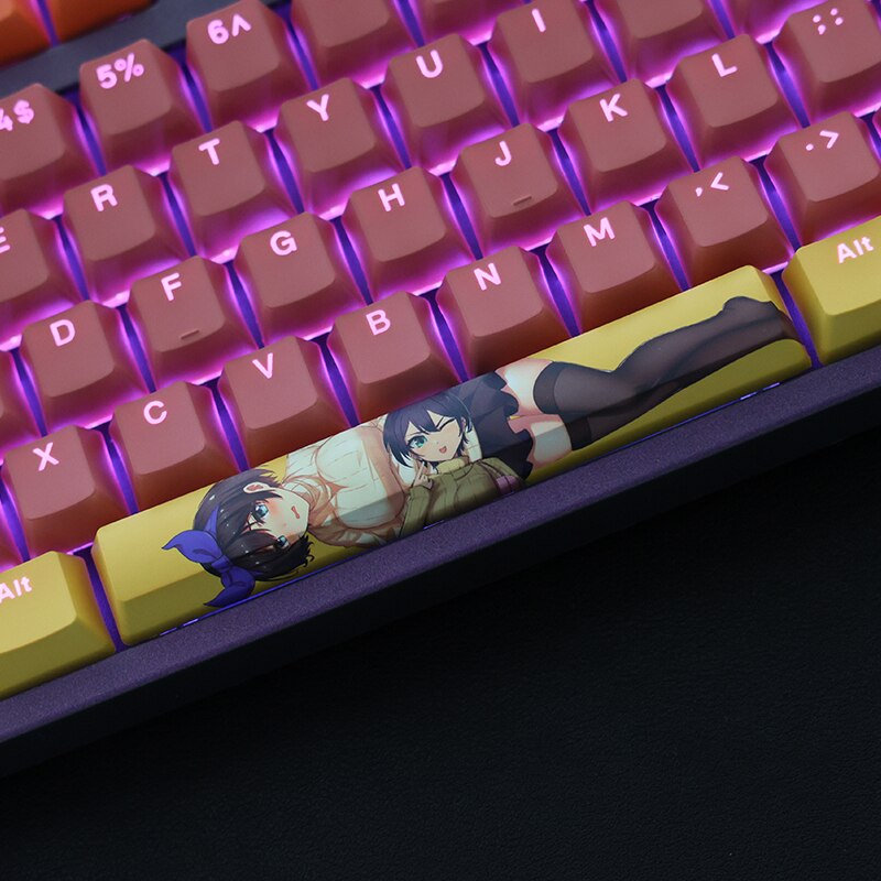 108 Keys PBT Dye Subbed Keycaps Two Dimensional Cartoon Anime Gaming Key Caps OEM Profile Backlit Keycap