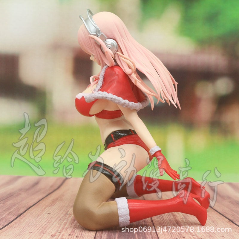 17.5CM Japanese Anime Sexy Girl Super Sonico Kneeling Christmas Ver PVC Action Figures Adult Collection Model Toy 18+ Doll Gifts