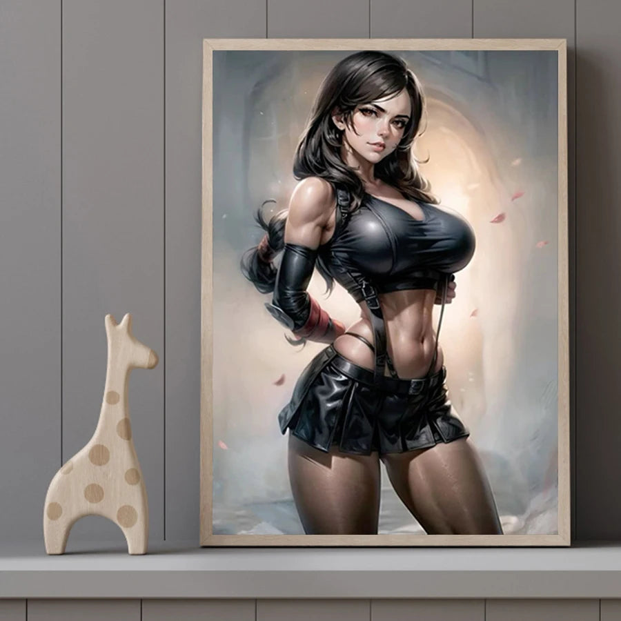 Hot Sexy Beauty Canvas Wall Art, Woman Warrior Canvas Poster, Cartoon Anime Prints Poster For Living Room Home Decor Frameless