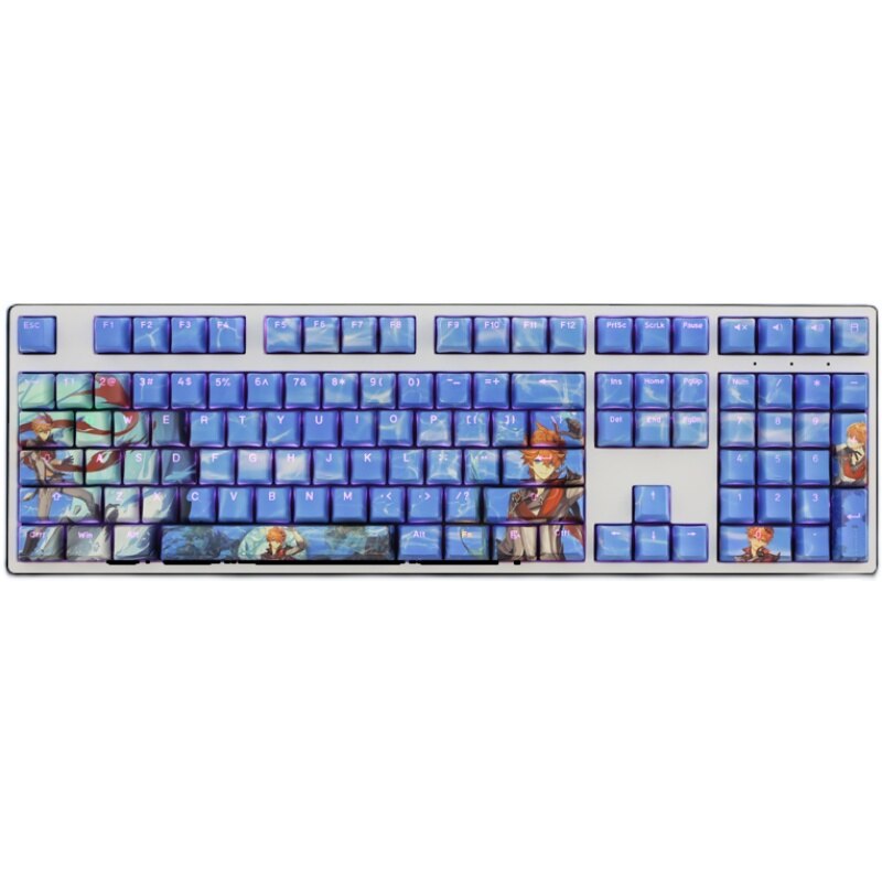 108 Keys/set PBT 5 Sides Dye Subbed Keycaps Cartoon Anime Gaming Key Caps Backlit Keycap For Genshin Impact Tartaglia