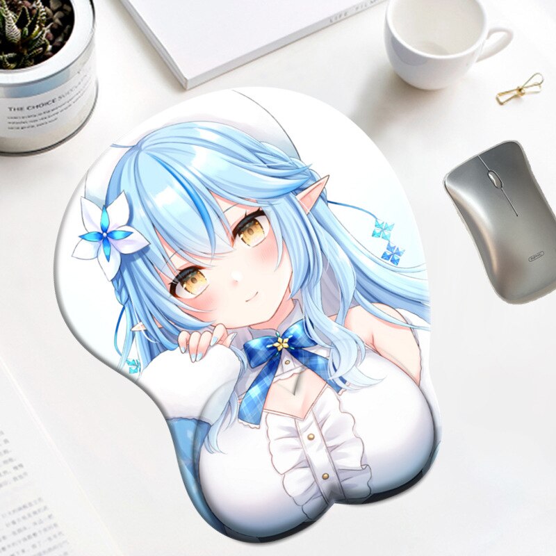 Hololive Yukihana Lamy 3D Oppai Silicone Gel Gaming Big Breast Boobs Mousepad with Wrist Rest Mouse Pad Cute Anime Desk Mat