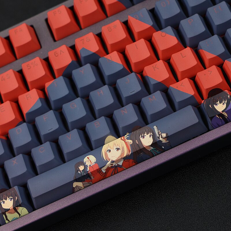 108 Keys PBT Dye Subbed Keycaps Tapanese Cartoon Anime Gaming Key Caps OEM Profile Backlit Keycap Lycoris Recoil