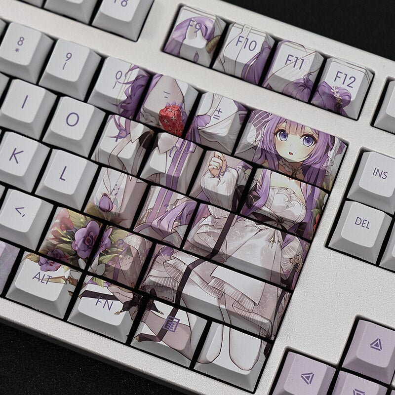 108 Keys Azur Lane HMS Unicorn Keycap PBT 5 Sides Dye Subbed Keycaps Cartoon Anime Gaming Key Caps For ANSI 61 87 104 108 Layout