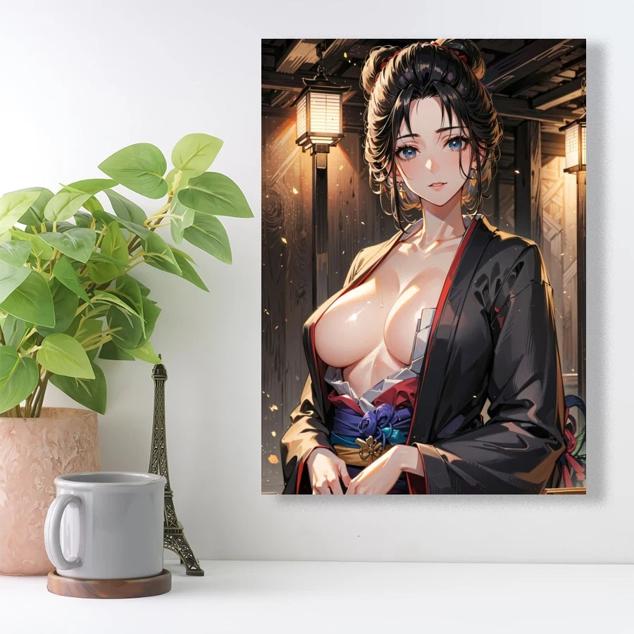 1pc Sexy Anime Girl Lamp Canvas Wall Art, Anime Character Canvas Poster, Prints Poster For Living Room Home Decor Frameless