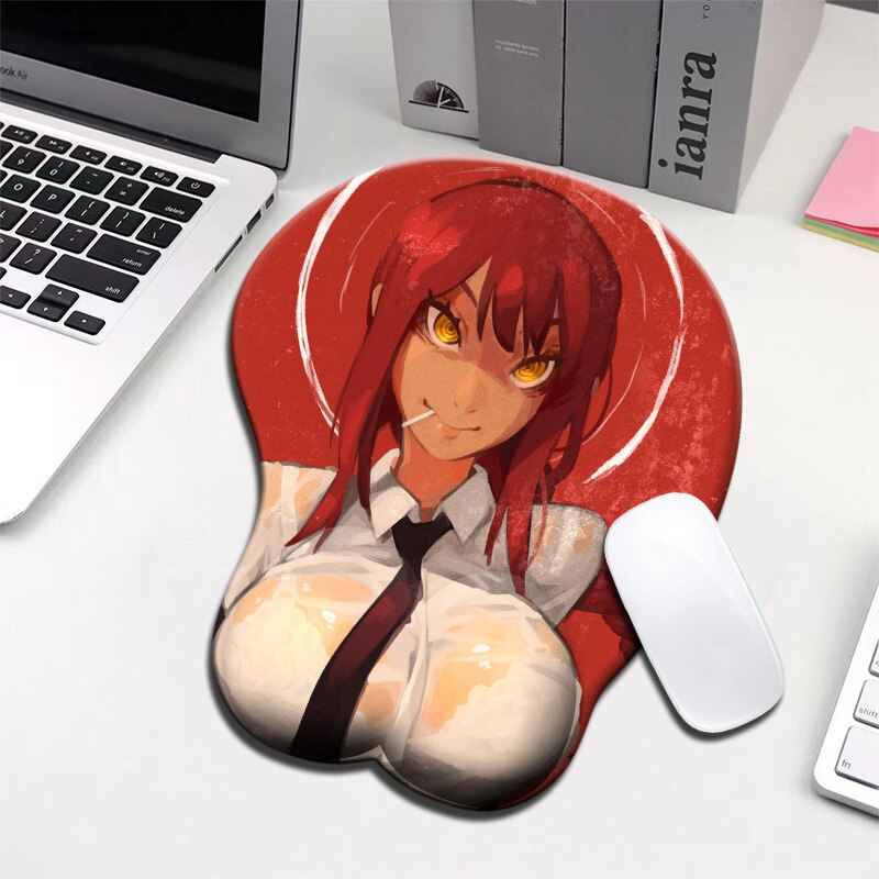 Makima 3D Mousepad Chainsaw Man Anime Hand Wrist Rest Sexy Soft Silica Gel Silicone Mouse Pad Mat Oppai Office Otaku Gift