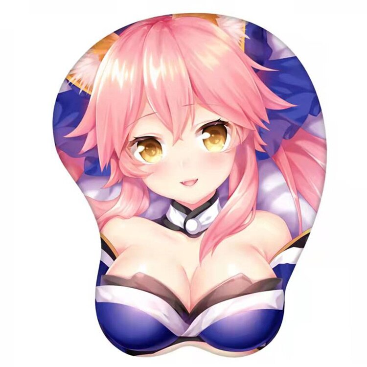 Fate/Grand Order Tamamo no Mae Sexy Oppai Mouse Pad 3D Silicone Gel Mousepad Anime Cute Manga with Wrist Rest Mat Pad