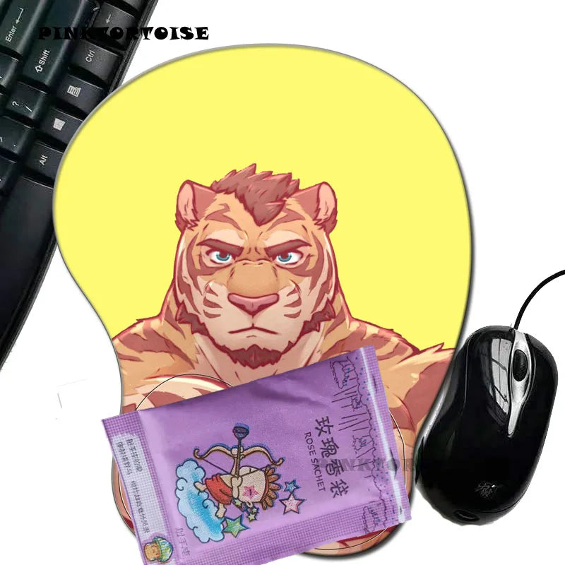 PINKTORTOISE COMPUT MOUS Anime 3D TIGER PET Mouse Pad GIFT Desktop Mouse Mat Gaming Mousepad Wrist Rest Pad 260X210X30MM