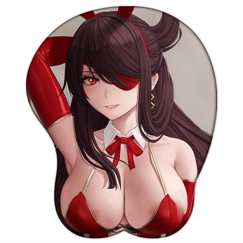 Oppai Mouse Pad Genshin Impact Beidou Sexy Anime Girl Wrist Rest 3D Desk Mat Gamer Mousepad