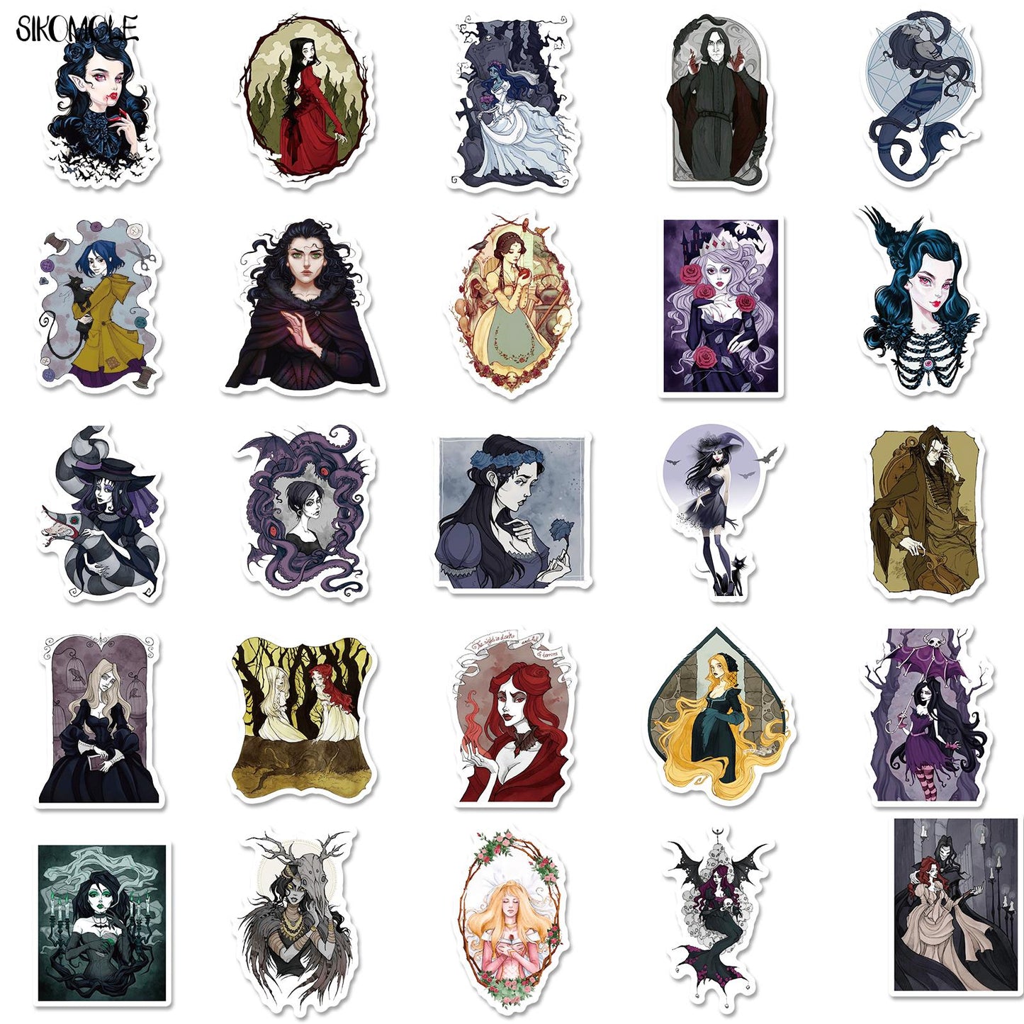 10/30/50/100PCS Cartoon Black Fairy Tale Princess Stickers DIY Toy Skateboard Motor Laptop Snowboard Decals Graffiti Sticker F5