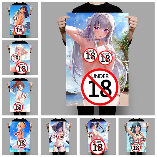 Uncensored MANGA Sexy Girl Poster Erotic Anime Beauty Wall Art Prints Canvas Painting Cartoon Picture Boy's Bedroom Home Decor