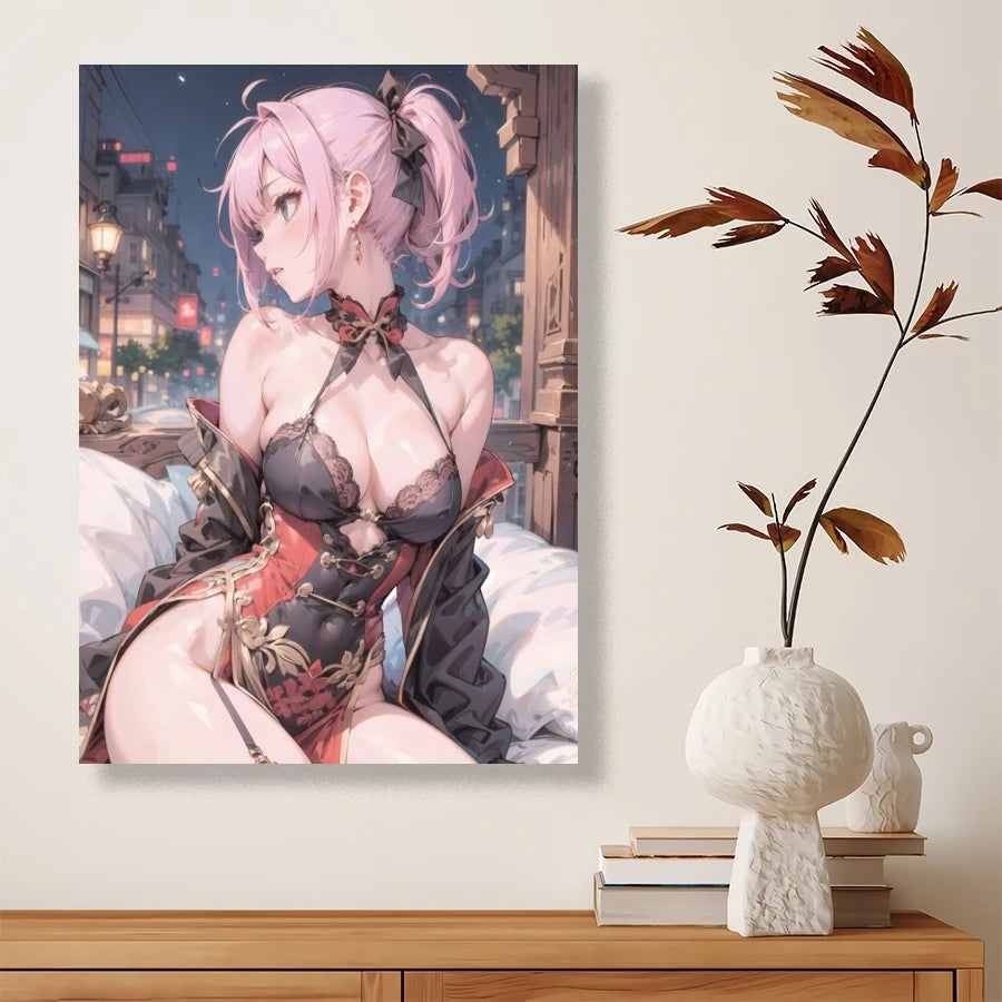 Hot Sexy Beauty Canvas Wall Art, Cute Lady Canvas Poster, Cartoon Anime Prints Poster For Living Room Home Decor Frameless