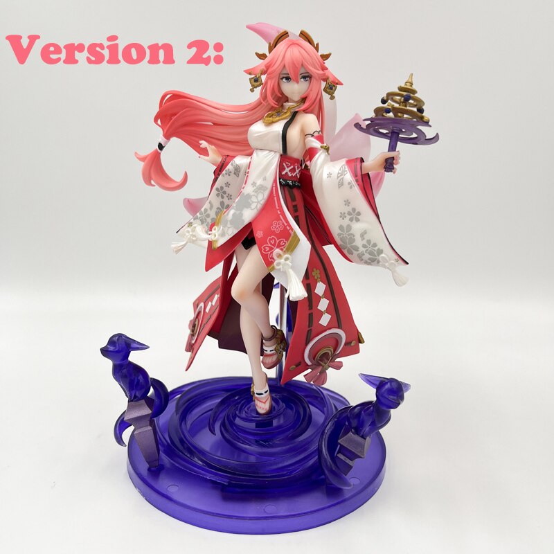 24cm Genshin Impact Yae Miko Anime Girl Figure Yae Miko Sexy Action Figure Qiqi/Xiao/Hu Tao Figurine Collectible Model Doll Toys