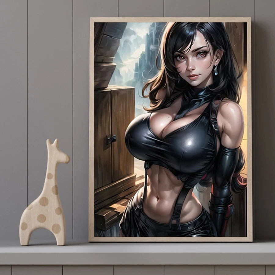 Hot Sexy Beauty Canvas Wall Art, Woman Warrior Canvas Poster, Cartoon Anime Prints Poster For Living Room Home Decor Frameless