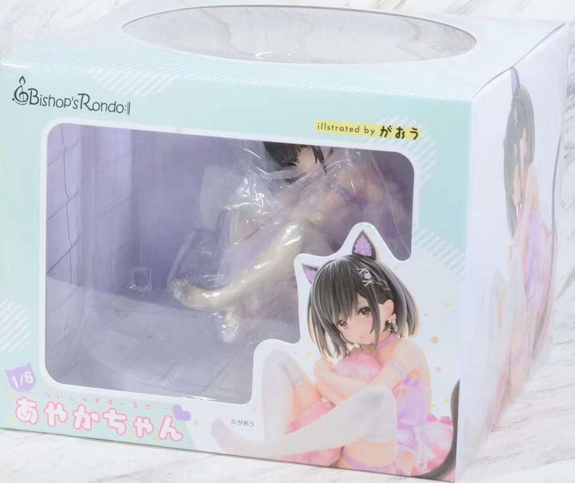 14CM Japan Anime Figure Ayaka sauce Sexy Cat Ear Girl Sitting Kawaii Beautiful Girl Model PVC Collection Static Toys Doll