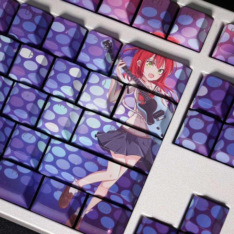 108 Keys PBT Dye Subbed Keycaps Cartoon Anime Gaming Key Caps BOCCHI THE ROCK Kita Ikuyo Backlit Keycap For ANSI Layout