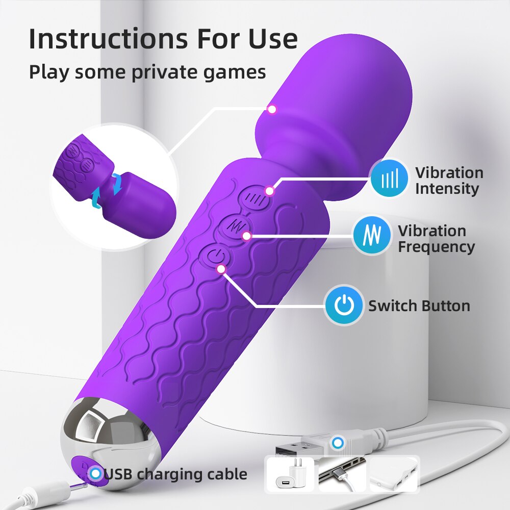 AV Vibrator for Women Clitoris Stimulator USB Rechargeable Massager Goods Sex Toys for Adults 18