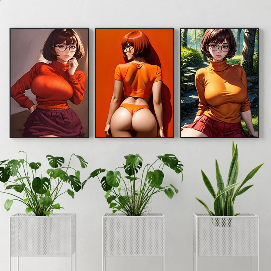 Hot Sexy Beauty Canvas Wall Art, Anime Girl Canvas Poster, Cartoon Anime Prints Poster For Living Room Home Decor Frameless